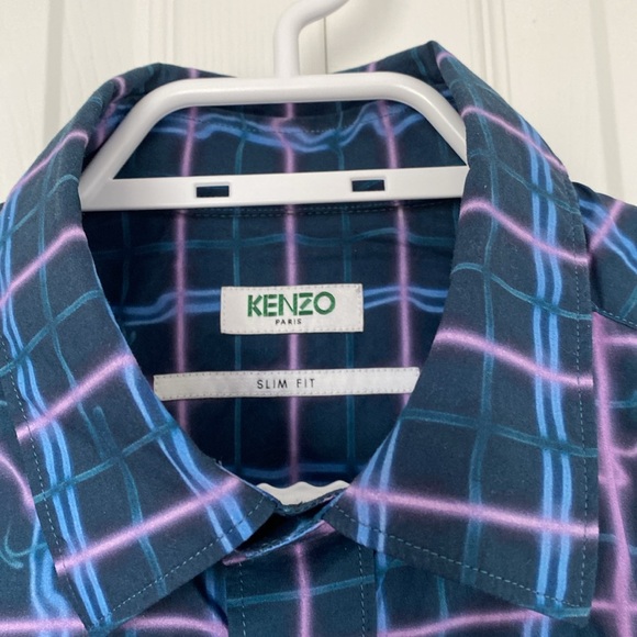 Pre❤️ Kenzo Paris Slim Fit Button Down Retro/Geometric Shirt - size 39 ( 15 1/4) - Picture 2 of 11
